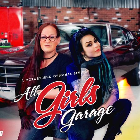 Sarah Lateiner with her co-host Faye Hadley  in the TV show, All Girls Garage 